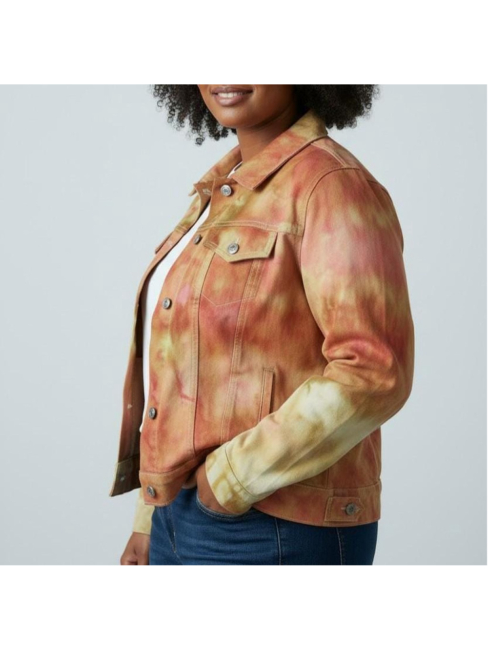 Smalls Hand-Dyed Reclaimed Denim Jacket, Watercolor Tie Dye, Stretch Cotton
